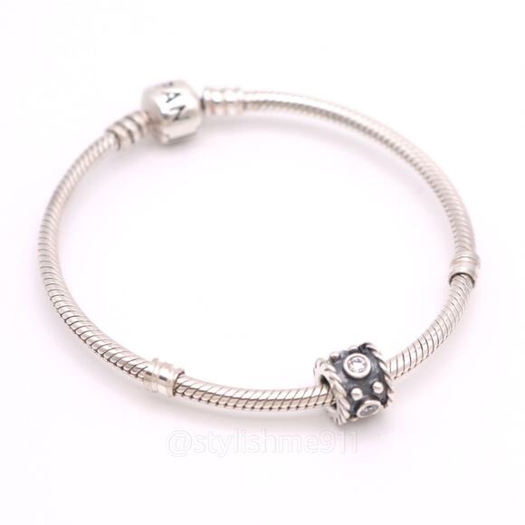 Authentic PANDORA Sterling Silver Abstract Oxidized Charm with cubic zirconia - Picture 7 of 9